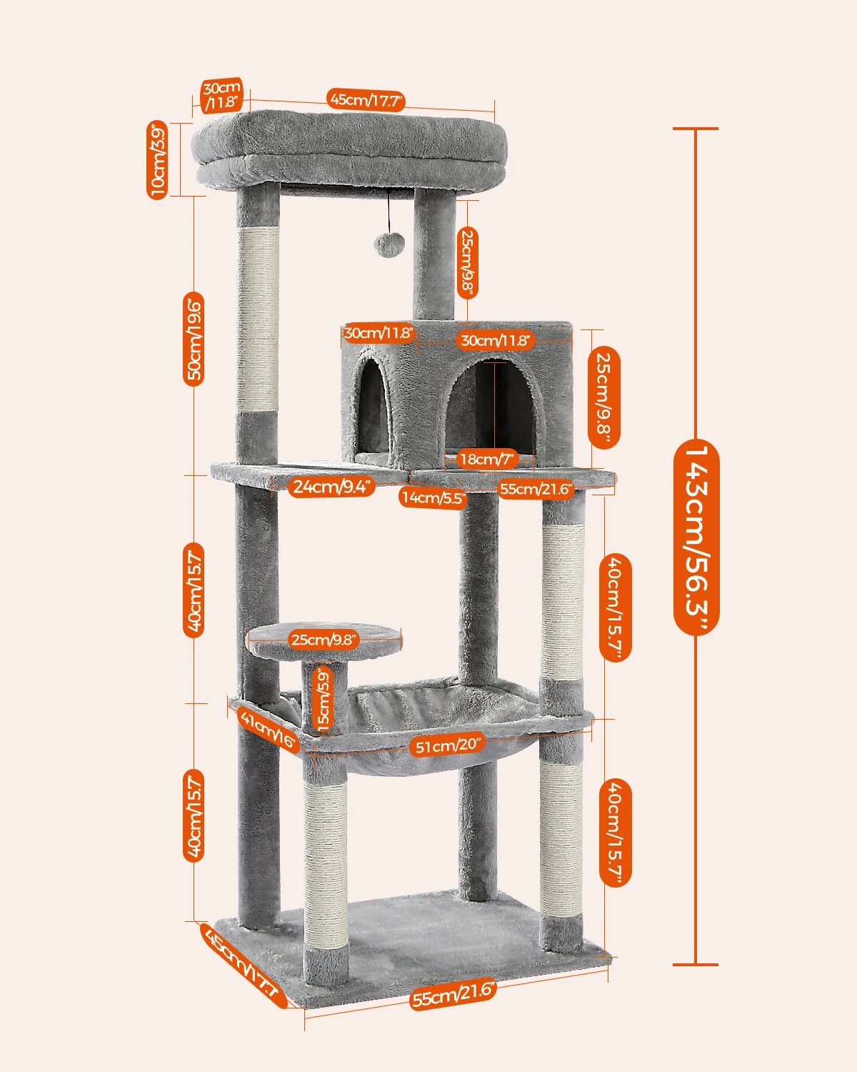 Cat Tree for Indoor Cats 5-Level Cat Tower